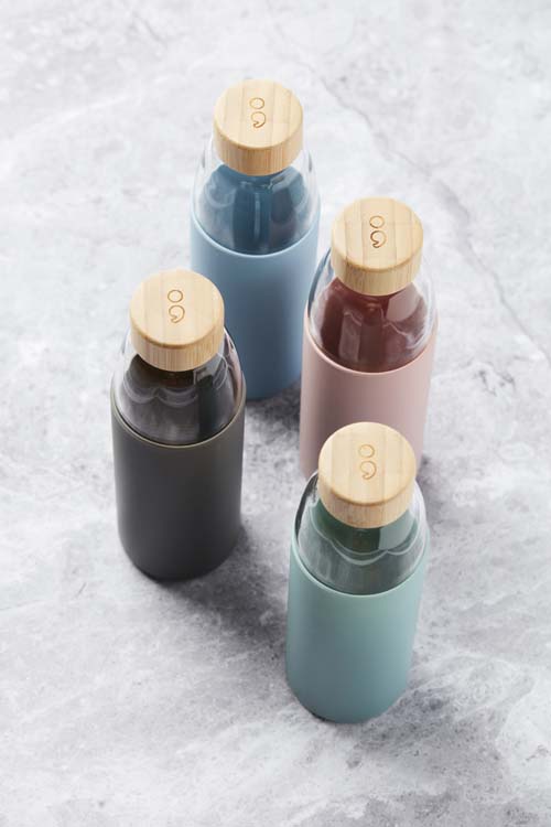 Fles glas Point-Virgule sleeve donkergrijs 750 ml