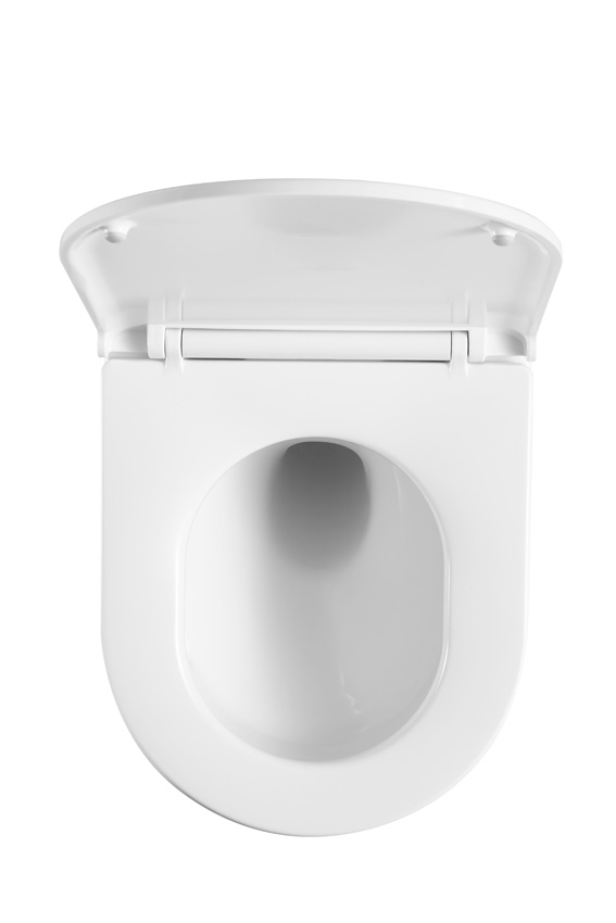 Toilette suspendue Linus sans rebord flush tornade blanc brillant avec abattant WC inclus