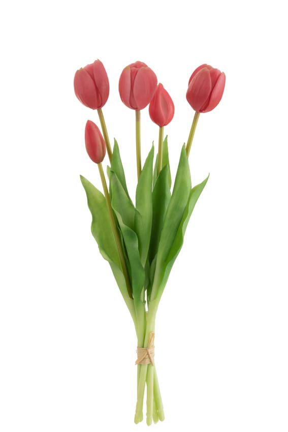 Boeket kunsttulpen felroos 40cm