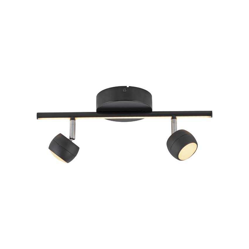 Opbouwspot - zwart - 13x40,3cm - dimbaar - 2x5,3W - 3000K