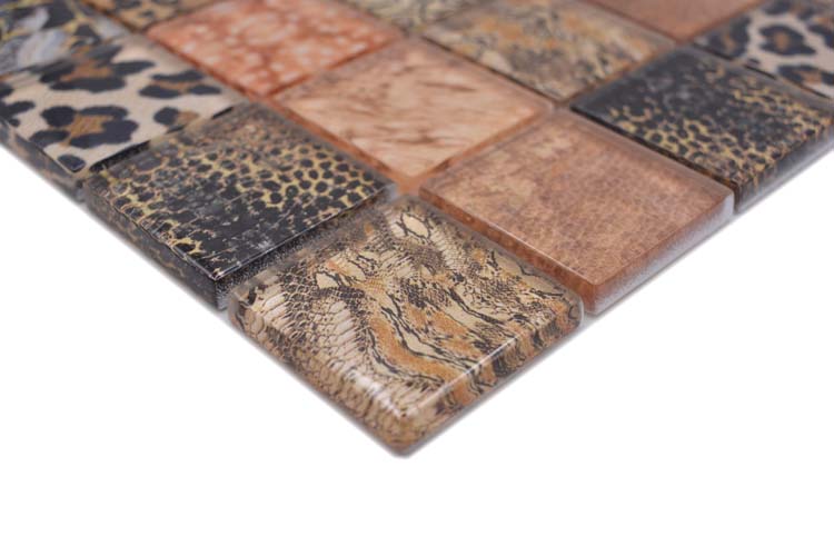 Mosaïque Crystal Wildlife Medium brun brillant 29,8x29,8cm