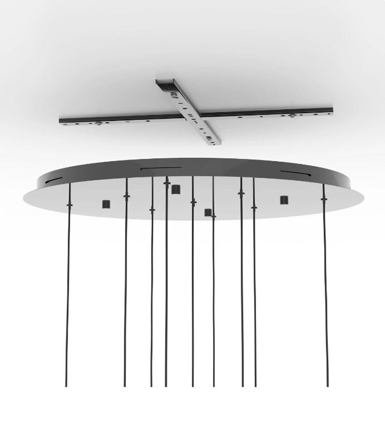 Suspension - noir/transparent - Ø85xH300cm - dimmable - LED - 9x6,5W - 2200-6500K - RGB + télécommande