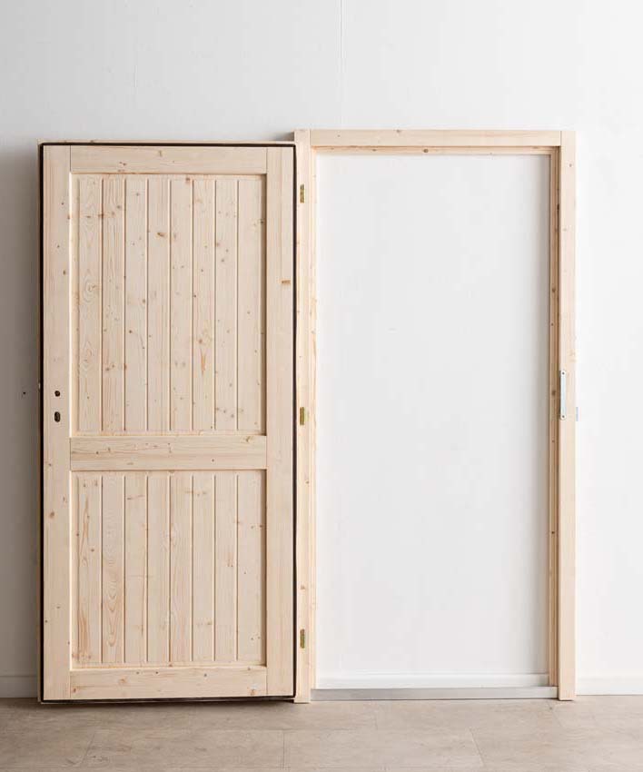 Porte extérieure bois Gargano 980x1980mm poussant à droite