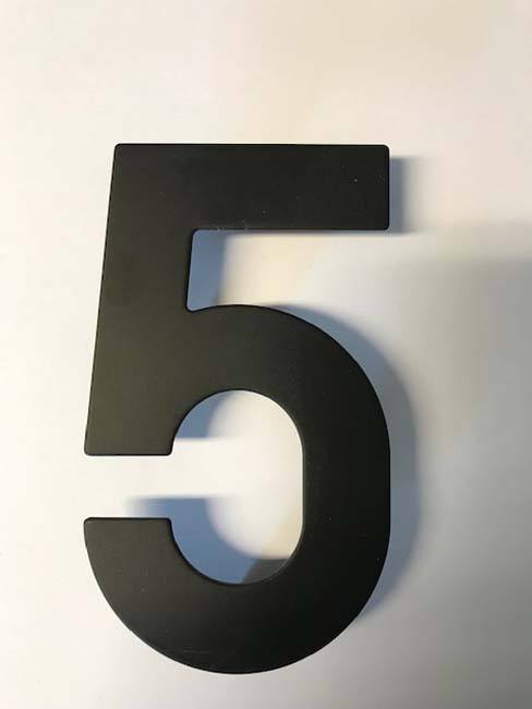 Numéro de maison 5 en inox noir 13 cm