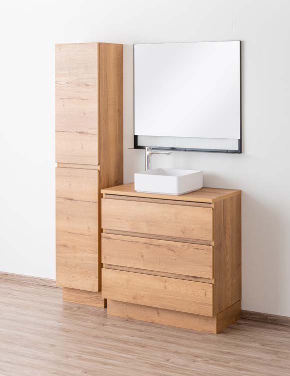 Badmeubel Daria eik goudbruin 900 mm staand opbouwtablet melamine