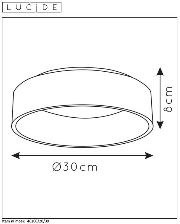 Lucide TALOWE LED - Plafonnier - Ø 30 cm - LED Dim. - 1x20W 3000K - Noir
