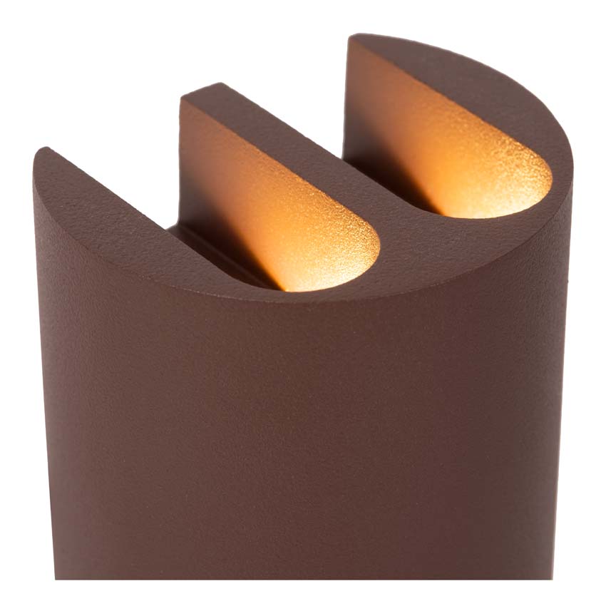 Lucide Essential York - Wandspot / wandlamp binnen/buiten - LED - 4x1,2W 2700K - IP54 - Roestbruin