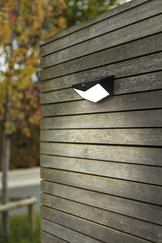 Applique murale d'extérieur Oris Solar - noir - dimmable - 3.7W - 5000K - IP44 - avec détecteur de mouvement