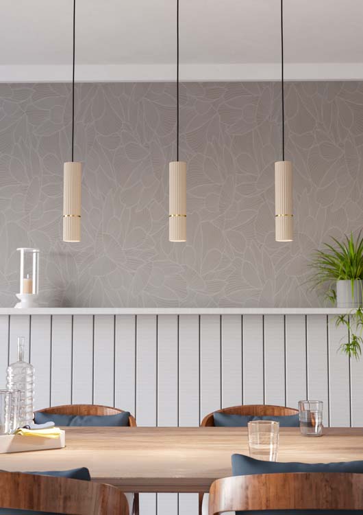 Hanglamp zand beige 3 lampen incl LED lamp 345 lumen