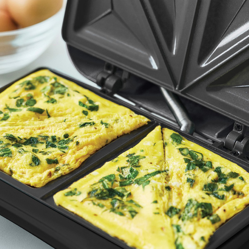 3-in-1 croque-, wafel- en paninimachine blauwgrijs antikleeflaag & PFAS-vrij