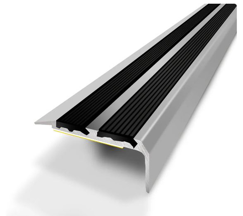 Nez d'escalier aluminium + PVC résistant à l'eau naturelle 170x3,6x1,8cm