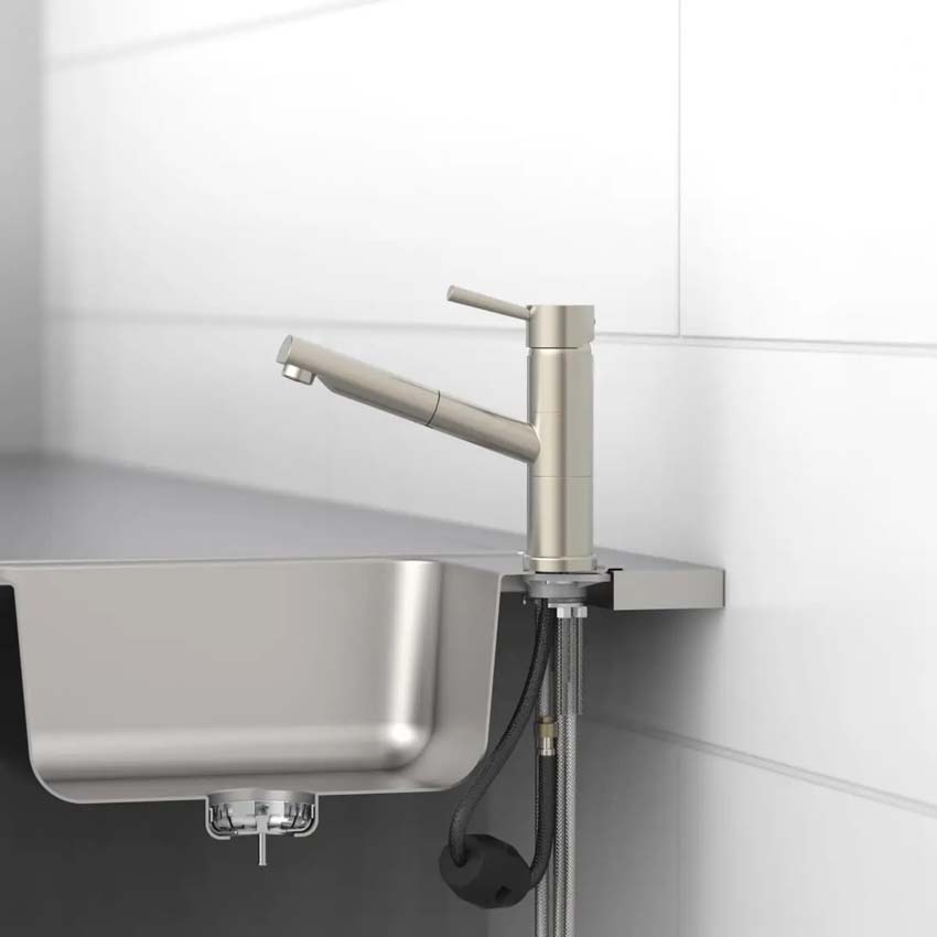 Robinet de cuisine Unai inox-look avec bec extractible