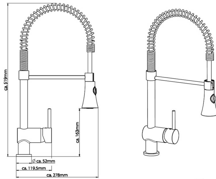 Keukenkraan Charlotte inox-look spiraalveer