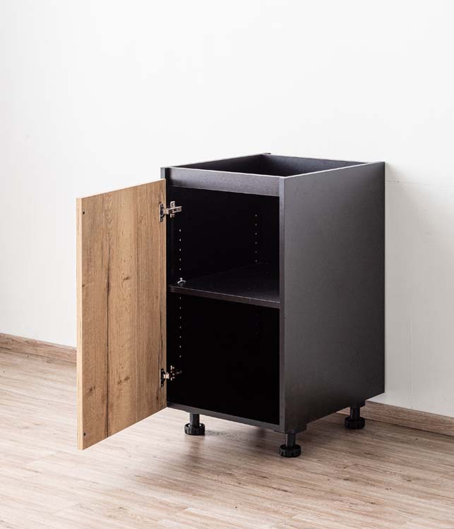 Armoire de cuisine Plenti meuble bas, noir/aspect bois, 50x78cm