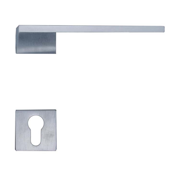 Poignée de porte pro lucca chrome brossé rosace cylindre