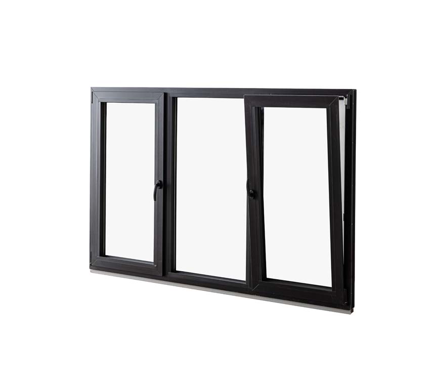 3-VL draaikiep+vast pvc Deceuninck Elegant zwart/zw B2100xH1400 mm