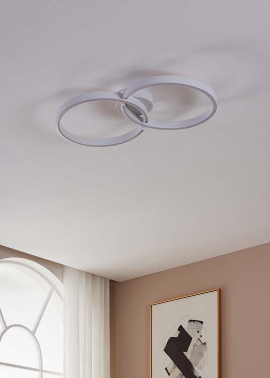 Plafonnier - blanc - 67,5x38x6,5cm - dimmable - LED - 2x9,75W - 2700-6500K + RGB