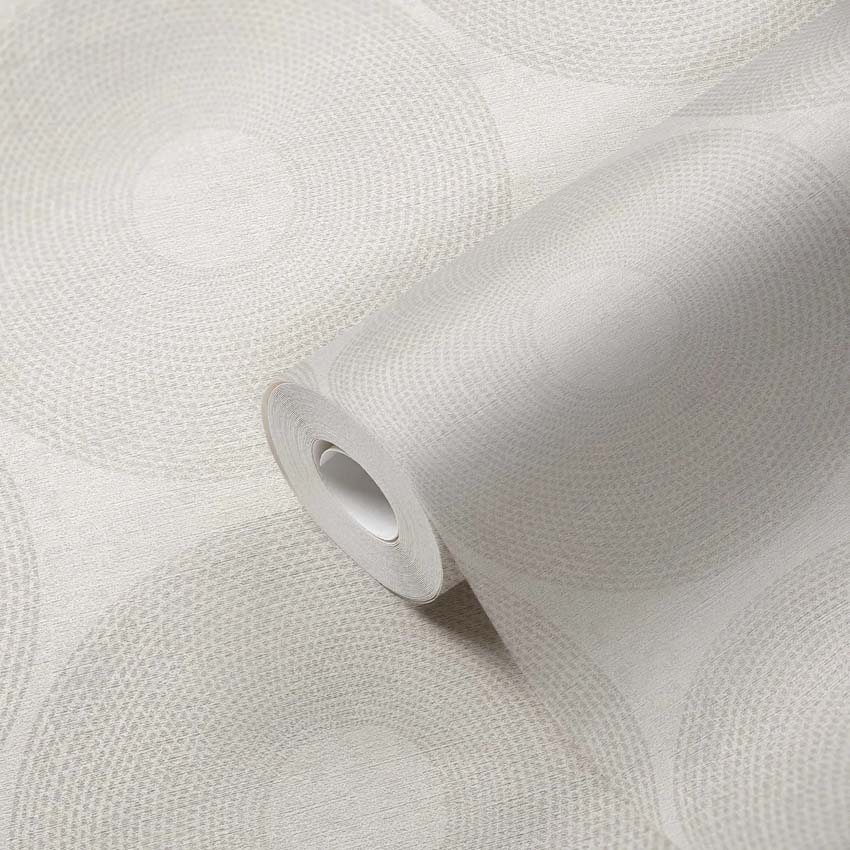 Vinyle sur papier peint intissé cercle argent/blanc 0,53x10m