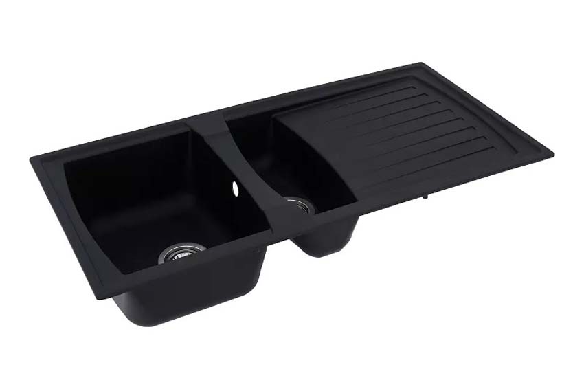 Spoelbak Nils zwart 1,5 bak 100x50cm