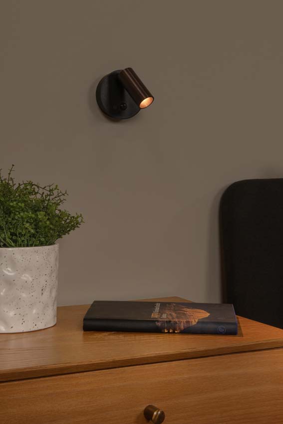 Oplaadbare wandspot Rune - grijs ijzer - Ø8,1cm - LED Dimbaar - 1x2W - 2700K/4000K - bewegingssensor - magnetisch