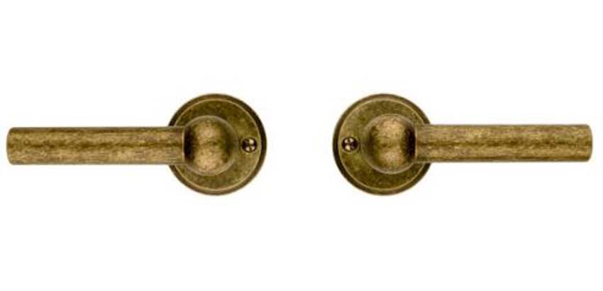 Deurkruk pro Petana L+L old yellow rond set met rozetten zonder sleutelplaat