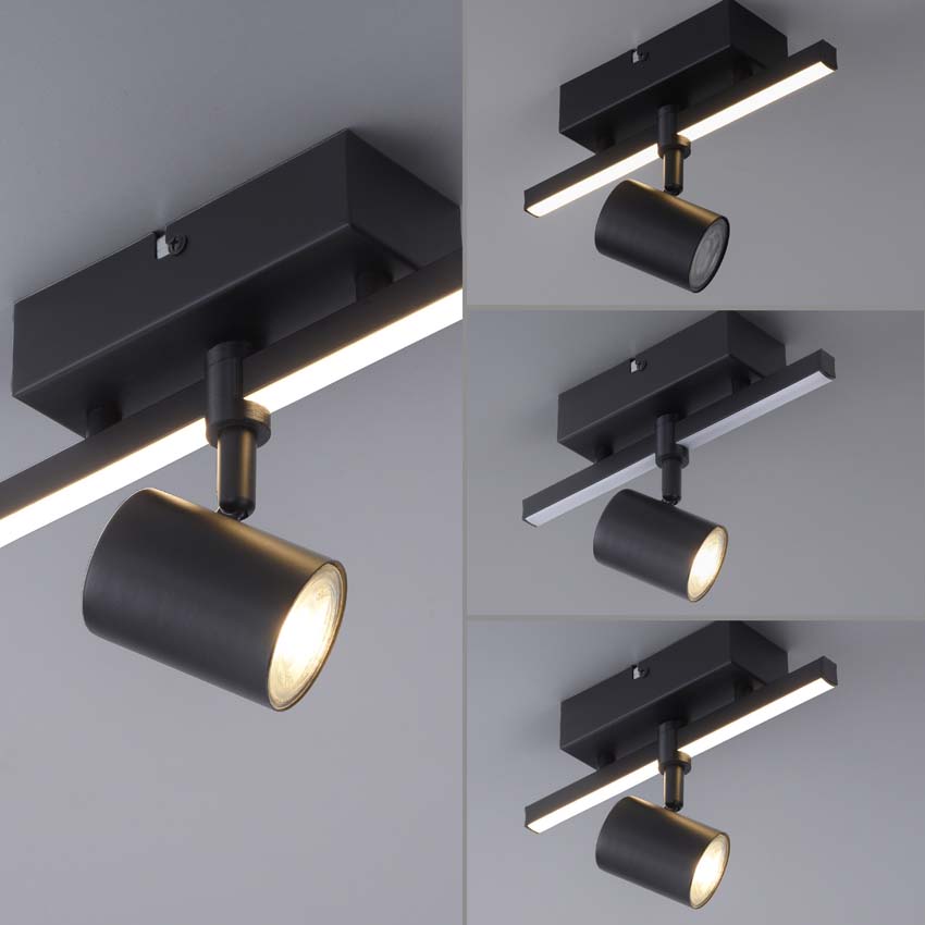 Spot en saillie - Noir - 25,5x14x16cm - Dimmable - LED - 1x4,5W - 3000K