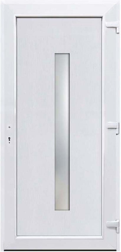 Buitendeur verticale ruit PVC wit rechtstrekkend op maat