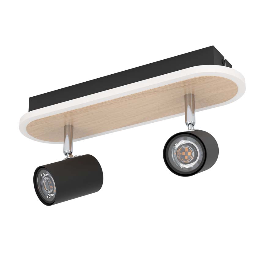Opbouwspot - Zwart/bruin - 28x9x16 cm - Dimbaar - LED - 2x12W - 3000K
