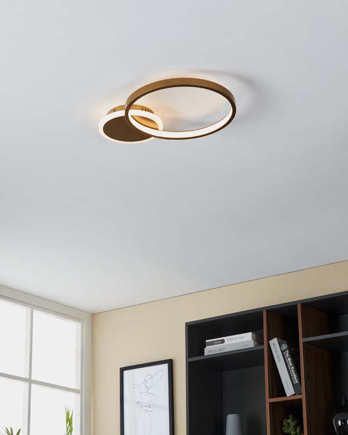 Plafonnière - Goud - Ø45cm - Dimbaar - LED - 1x23W - 2100lm - afstandsbediening