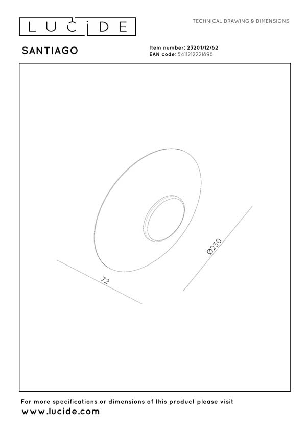 Lucide Premium Santiago - Applique murale - Ø23cm - LED dimmable - CCT - 1x10W 2700K/4000K - Ambré