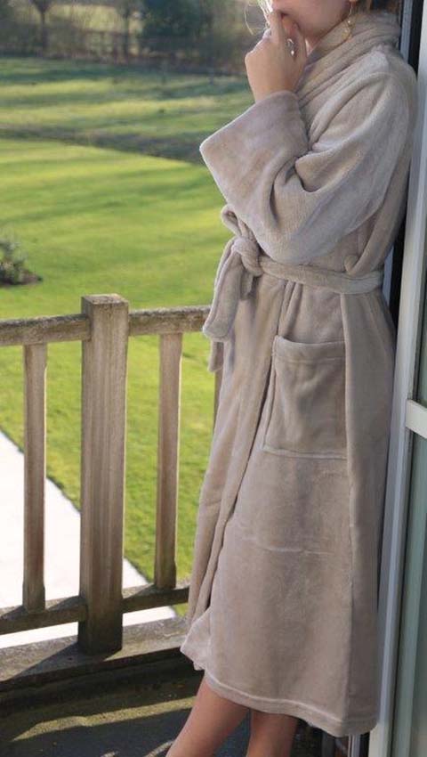 Robe de chambre microfibre sable XL