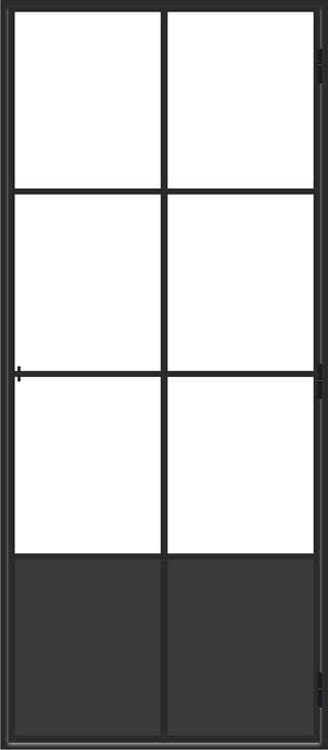 Porte intérieure simple en acier Black Beauty noir 6V poussant à droite sur mesure