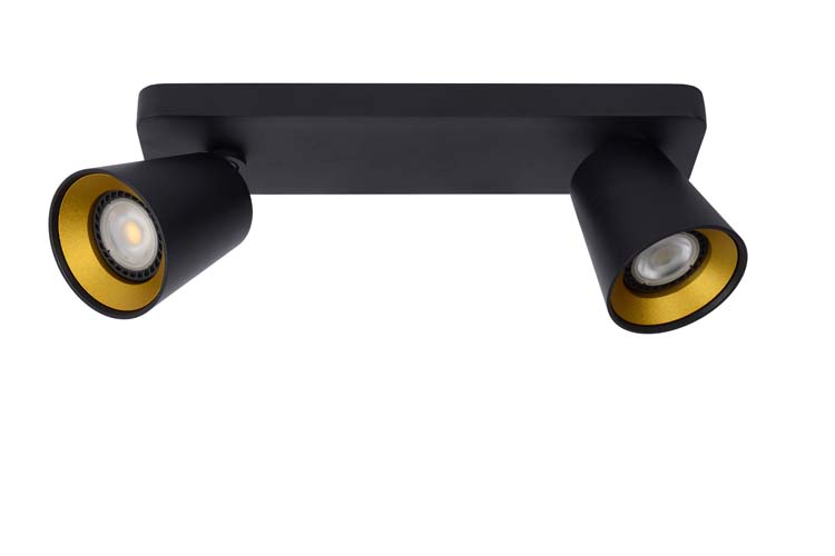 Plafondlamp - zwart/goud - 2xGU10 - 5W