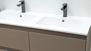 Meuble de salle de bains Trente taupe avec double lavabo blanc mat 120cm