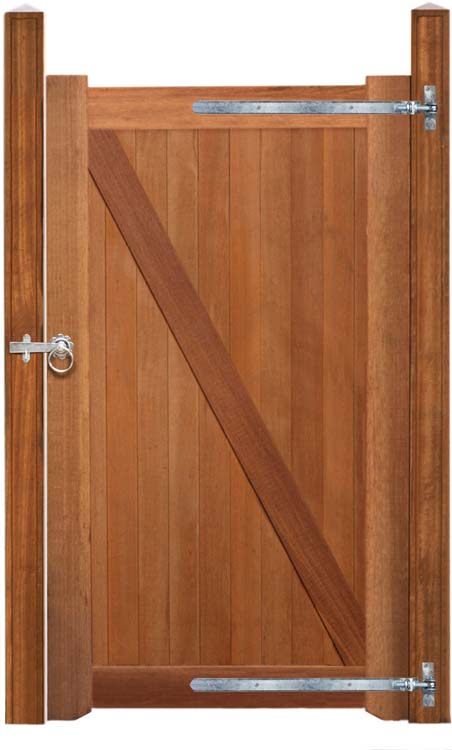 Enkele poort Bangkirai hout 100x180cm gesloten