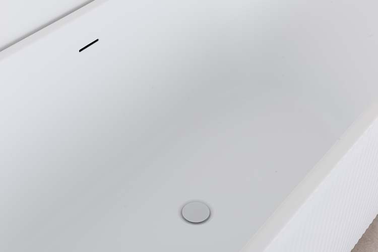 Hoekbad Chris mat wit geribbeld rechts 170x80cm