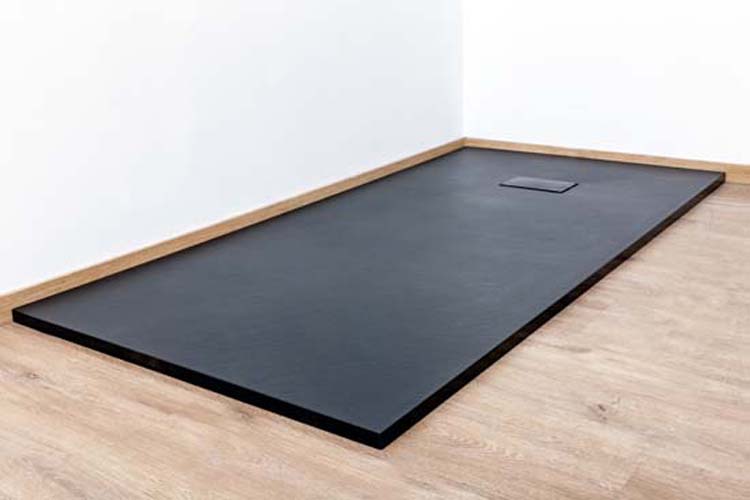 Douchebak Moby SMC mat zwart leisteenlook 180x90cm