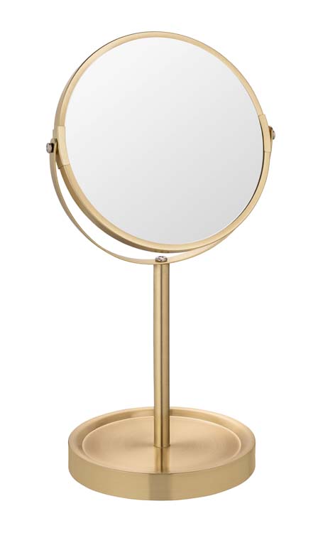 Make-up spiegel Alata rond met vergroting goud mat 35x18,5cm