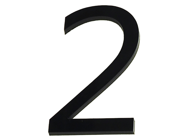 Numéro de maison 2 en PVC noir 9cm avec bande adhésive