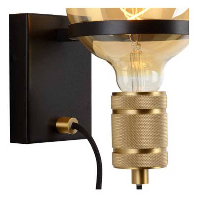 Wandlamp - zwart/goud - Ø17,7cm - E27 - 60W