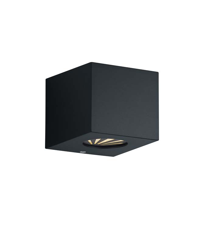 Applique mural noir mate incl 2x2W LED 3000K 200LM 9x9,8cm