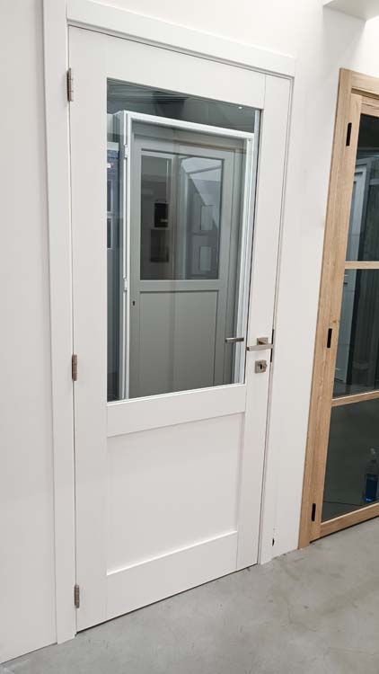 Complete binnendeur Palladium wit 1R helder glas 83x201,5cm omkeerbaar + deurkast 20cm