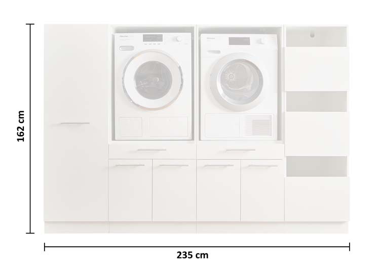 Wasmachine kast Decowash set 16 antraciet 235x67,5x162cm