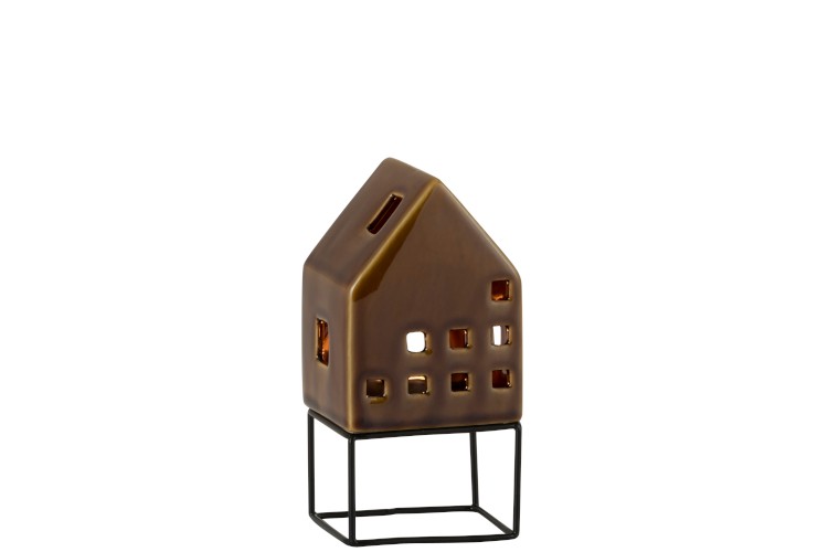 Maison moderne porcelaine brune H16 cm