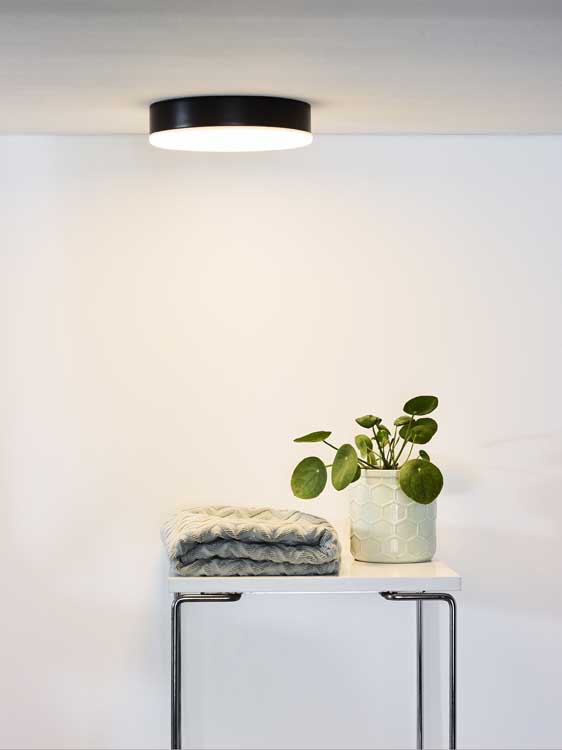 Lucide CERES-LED - Plafonnière Badkamer - Ø 21,5 cm - LED Dimb. - 1x30W 3000K - IP44 - Zwart