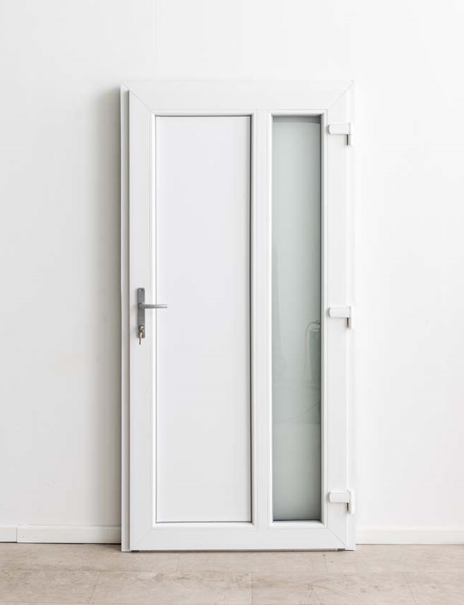 Porte extérieure Lumeo PVC vitrage mat anthracite/blanc 1000x2000mm droite