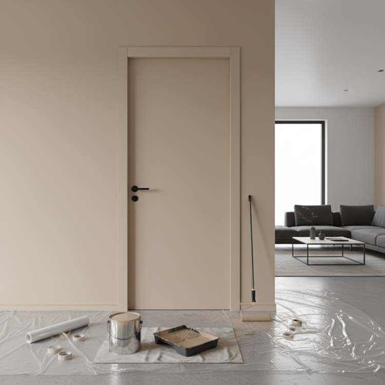 Bloc-porte à peindre alvéolaire 680x2015mm-Multiplex ébrasement 16.5cm