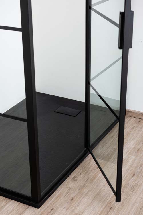 Douchedraaideur met vast deel Ulysses zwart 140x200cm