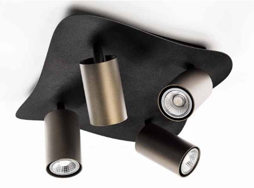 Plafonnière - Zwart/brons - 30x30cm - Dimbaar - GU10 - 4x5W