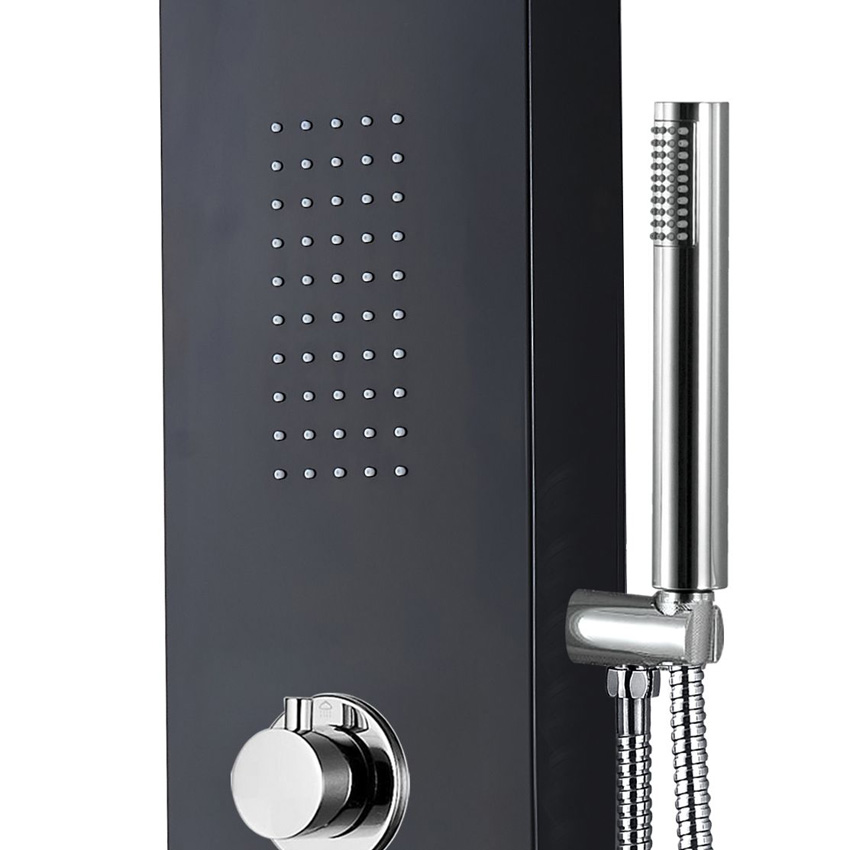 Douchezuil thermostatisch zwart 160x20x6,5cm